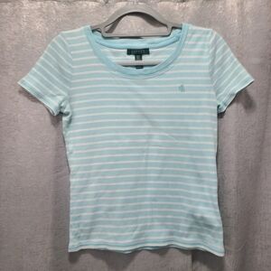 Lauren Ralph Lauren Light Blue‎ Striped T-Shirt